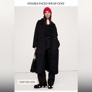 BANANA REPUBLIC NWT BLACK WRAP COAT WOOL XXL